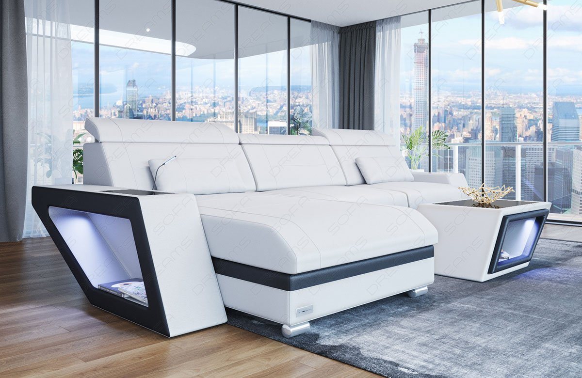 Sofa Dreams Ecksofa Ledersofa Couch Catania L Form Leder Sofa, mit LED, wahlweise mit Bettfunktion als Schlafsofa, Designersofa Sofa Dreams Ecksofa Ledersofa Couch Catania L Form Leder Sofa, mit LED, wahlweise mit Bettfunktion als Schlafsofa, Designersofa von Sofa Dreams