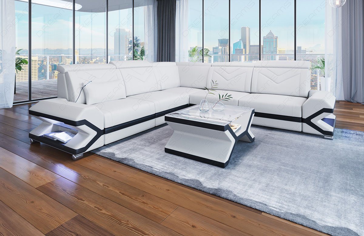 Sofa Dreams Ecksofa Ledersofa Couch Sorrento L Form Sofa Leder, mit LED, wahlweise mit Bettfunktion als Schlafsofa, Designersofa Sofa Dreams Ecksofa Ledersofa Couch Sorrento L Form Sofa Leder, mit LED, wahlweise mit Bettfunktion als Schlafsofa, Designersofa von Sofa Dreams
