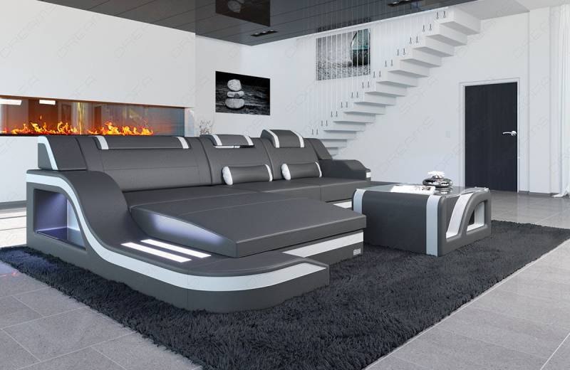 Sofa Dreams Ecksofa Ledersofa Palermo L Form Mini, Designersofa Couch, mit LED Licht & USB Anschluss Sofa Dreams Ecksofa Ledersofa Palermo L Form Mini, Designersofa Couch, mit LED Licht & USB Anschluss von Sofa Dreams