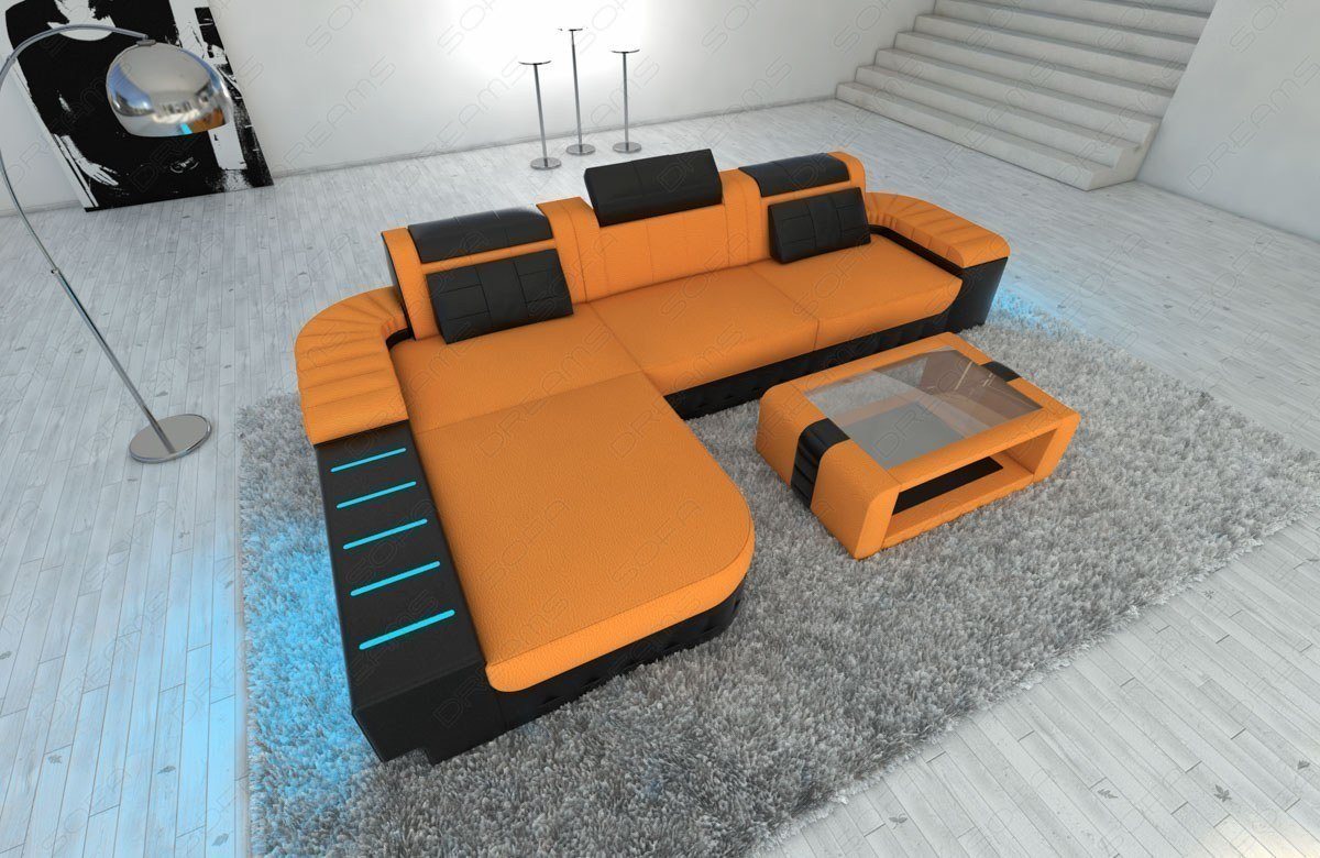 Sofa Dreams Ecksofa Polster Sofa Stoff Bellagio L Form Stoffsofa Couch, mit LED, wahlweise mit Bettfunktion als Schlafsofa, Designersofa von Sofa Dreams