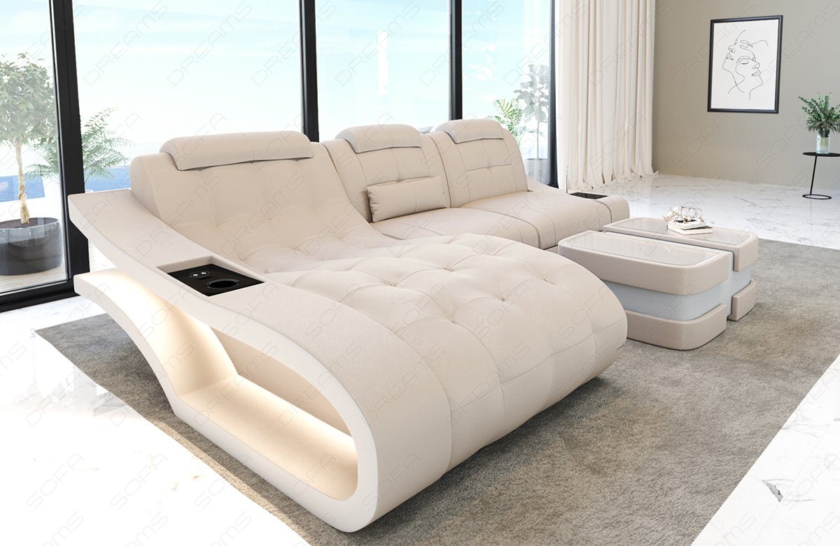 Sofa Dreams Ecksofa Polster Stoff Couch Sofa Elegante A - L Form Stoffsofa, wahlweise mit Bettfunktion von Sofa Dreams