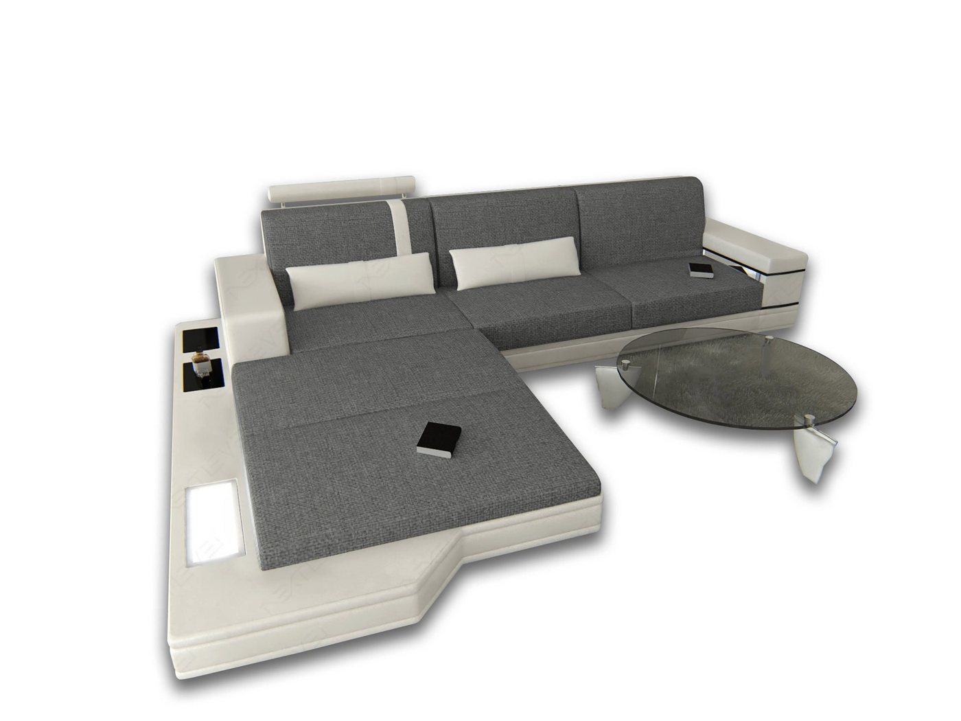 Sofa Dreams Ecksofa Polster Stoffsofa Messana L Form Sofa Stoff Couch, mit LED, wahlweise mit Bettfunktion als Schlafsofa, Designersofa Sofa Dreams Ecksofa Polster Stoffsofa Messana L Form Sofa Stoff Couch, mit LED, wahlweise mit Bettfunktion als Schlafsofa, Designersofa von Sofa Dreams
