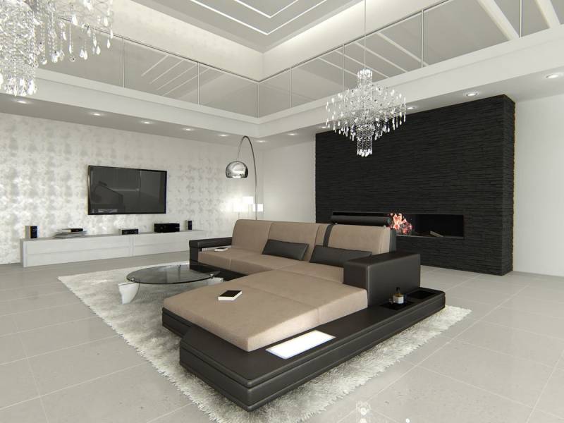 Sofa Dreams Ecksofa Sofa Couch Polster Stoff Messana L Form Stoffsofa, mit LED, wahlweise mit Bettfunktion als Schlafsofa, Designersofa von Sofa Dreams