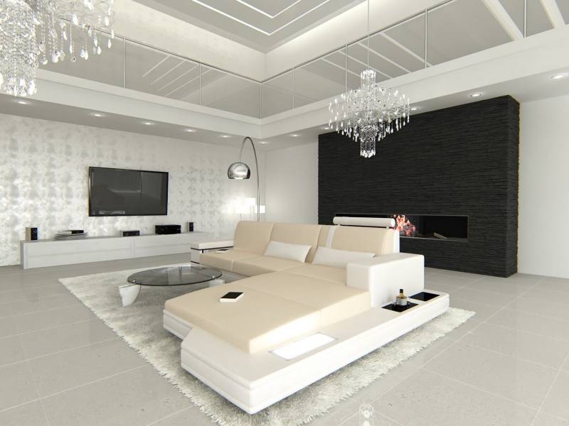 Sofa Dreams Ecksofa Sofa Couch Polster Stoff Messana L Form Stoffsofa, mit LED, wahlweise mit Bettfunktion als Schlafsofa, Designersofa von Sofa Dreams