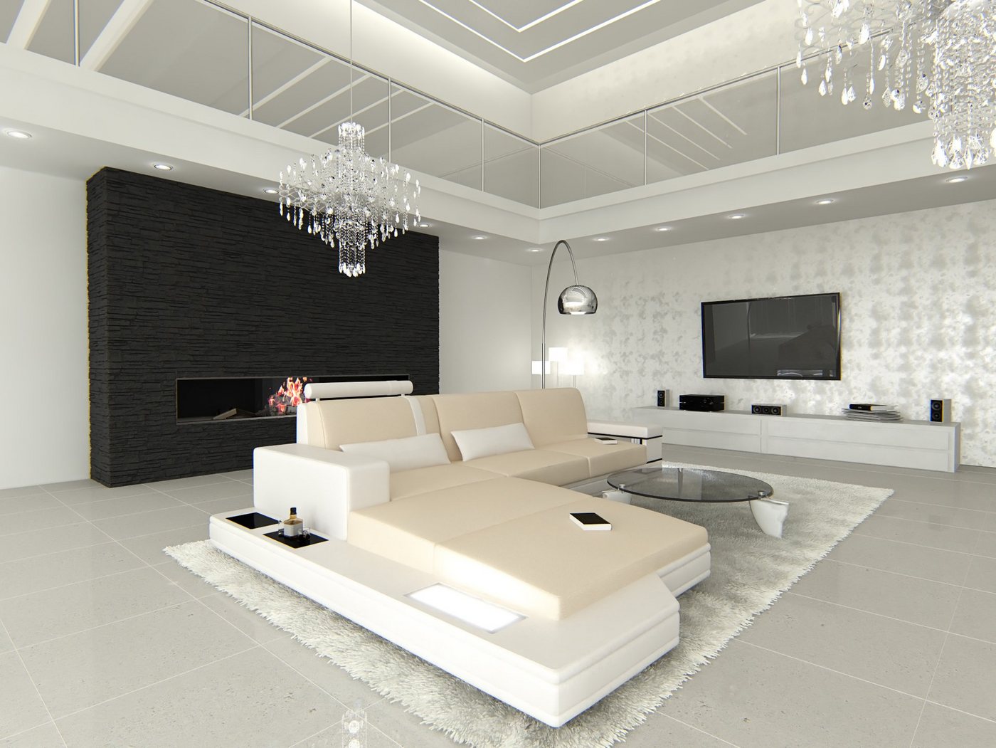 Sofa Dreams Ecksofa Sofa Couch Polster Stoff Messana L Form Stoffsofa, mit LED, wahlweise mit Bettfunktion als Schlafsofa, Designersofa Sofa Dreams Ecksofa Sofa Couch Polster Stoff Messana L Form Stoffsofa, mit LED, wahlweise mit Bettfunktion als Schlafsofa, Designersofa von Sofa Dreams