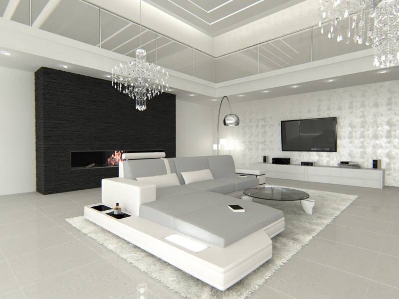 Sofa Dreams Ecksofa Sofa Couch Polster Stoff Messana L Form Stoffsofa, mit LED, wahlweise mit Bettfunktion als Schlafsofa, Designersofa von Sofa Dreams