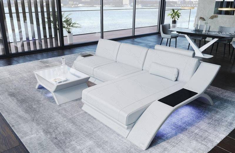 Sofa Dreams Ecksofa Sofa Leder Calabria L Form Ledersofa, Couch, mit LED Beleuchtung, USB Anschluss und Multifunktions-Console Sofa Dreams Ecksofa Sofa Leder Calabria L Form Ledersofa, Couch, mit LED Beleuchtung, USB Anschluss und Multifunktions-Console von Sofa Dreams