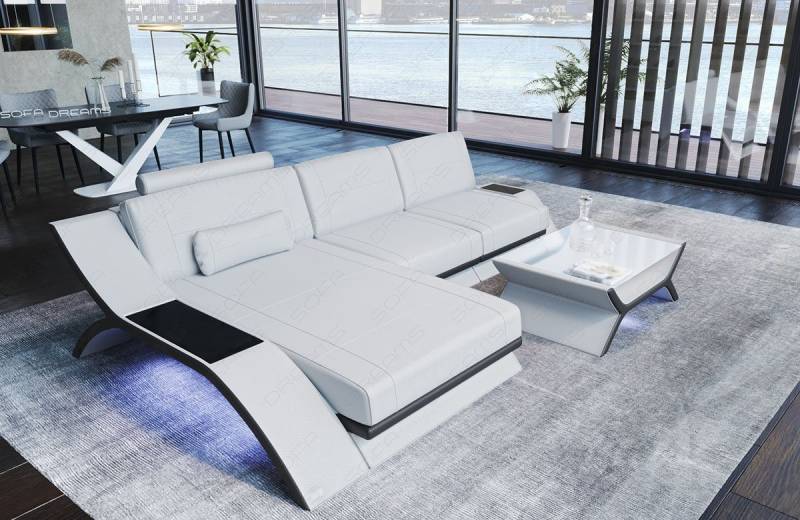Sofa Dreams Ecksofa Sofa Leder Calabria L Form Ledersofa, Couch, mit LED Beleuchtung, USB Anschluss und Multifunktions-Console Sofa Dreams Ecksofa Sofa Leder Calabria L Form Ledersofa, Couch, mit LED Beleuchtung, USB Anschluss und Multifunktions-Console von Sofa Dreams