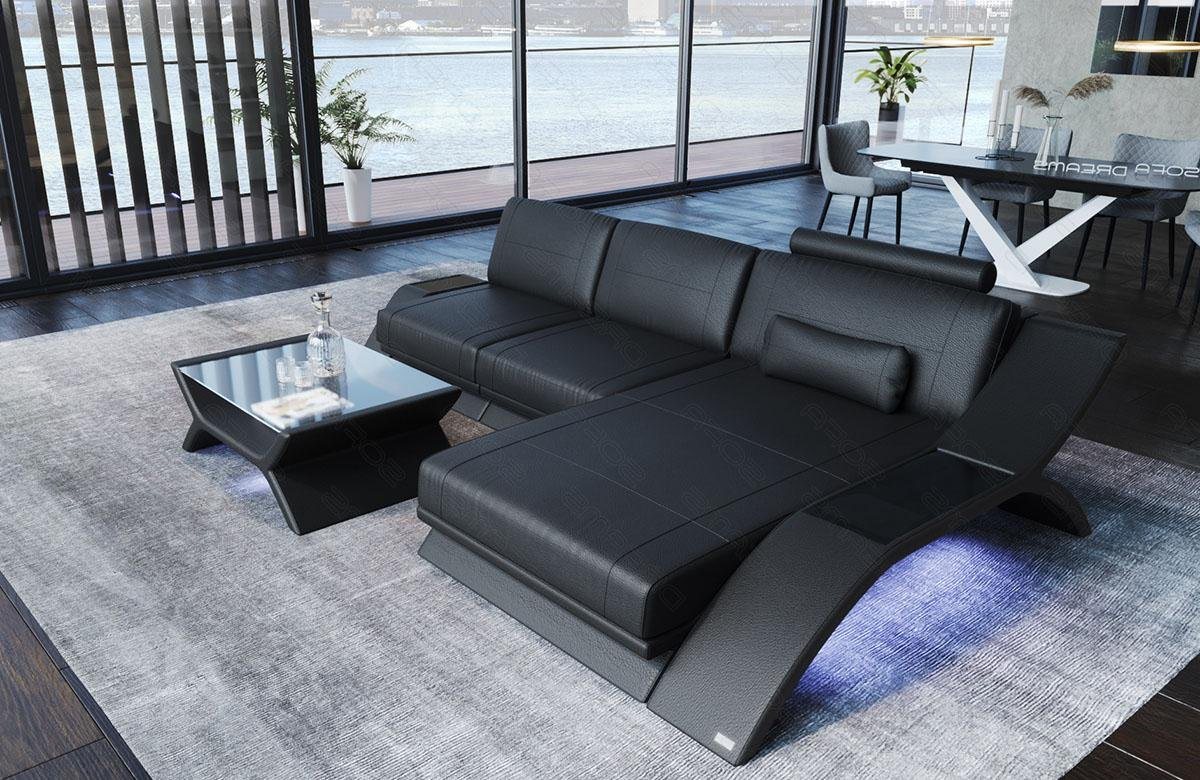 Sofa Dreams Ecksofa Sofa Leder Calabria L Form Ledersofa, Couch, mit LED Beleuchtung, USB Anschluss und Multifunktions-Console Sofa Dreams Ecksofa Sofa Leder Calabria L Form Ledersofa, Couch, mit LED Beleuchtung, USB Anschluss und Multifunktions-Console von Sofa Dreams