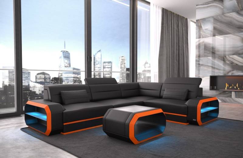 Sofa Dreams Ecksofa Sofa Leder Ledercouch Verona L Form Ledersofa, Couch, mit LED, wahlweise mit Bettfunktion als Schlafsofa, Designersofa Sofa Dreams Ecksofa Sofa Leder Ledercouch Verona L Form Ledersofa, Couch, mit LED, wahlweise mit Bettfunktion als Schlafsofa, Designersofa von Sofa Dreams