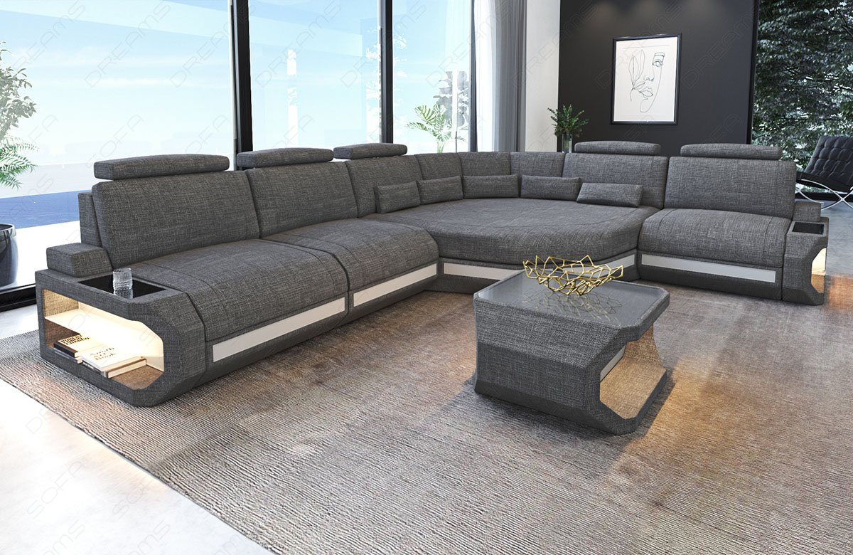 Sofa Dreams Ecksofa Stoff Polster Sofa Asti, L Form Stoffsofa mit LED, extra große Eck-Sitzfläche, Designersofa von Sofa Dreams