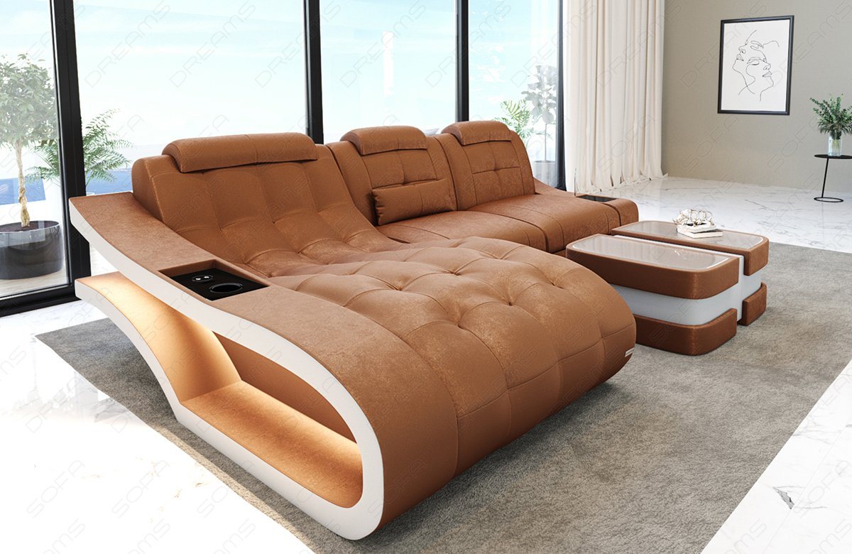 Sofa Dreams Ecksofa Stoff Sofa Polster Couch Elegante S - L Form Samt Stoffsofa, wahlweise mit Bettfunktion von Sofa Dreams