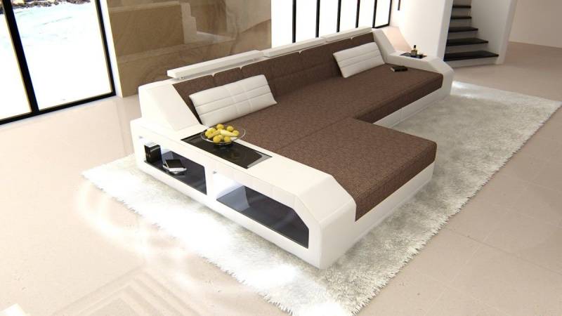 Sofa Dreams Ecksofa Stoffsofa Polster Couch Arezzo L Form Stoff Polstersofa, mit LED, wahlweise mit Bettfunktion als Schlafsofa, Designersofa von Sofa Dreams