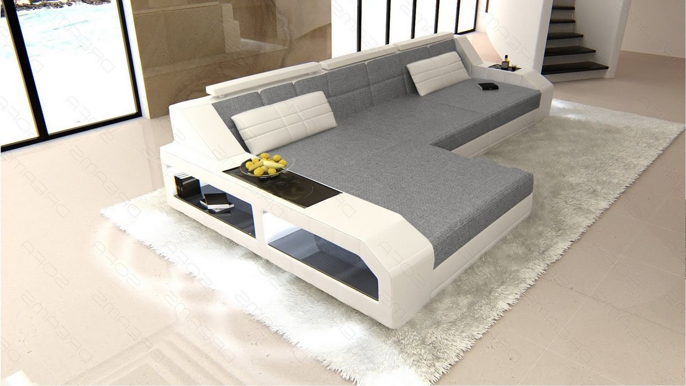 Sofa Dreams Ecksofa Stoffsofa Polster Couch Arezzo L Form Stoff Polstersofa, mit LED, wahlweise mit Bettfunktion als Schlafsofa, Designersofa von Sofa Dreams