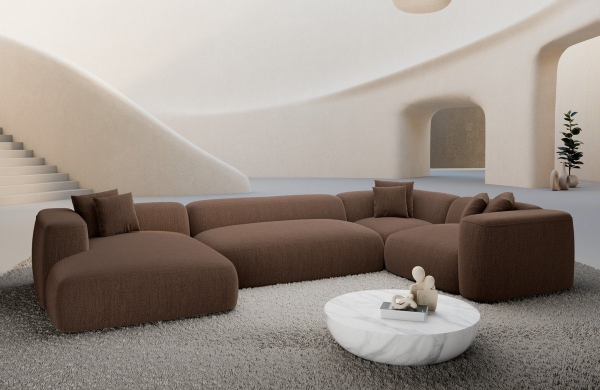 Sofa Dreams Wohnlandschaft Alcudia U Form Stoffbezug Ottomane, Design Couch, 6-Sitzer, viele Farben, Strukturstoff Bezug in Braun Sofa Dreams Wohnlandschaft Alcudia U Form Stoffbezug Ottomane, Design Couch, 6-Sitzer, viele Farben, Strukturstoff Bezug in Braun von Sofa Dreams
