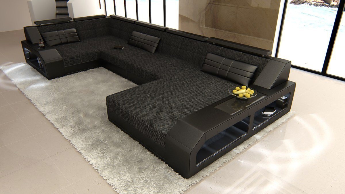 Sofa Dreams Wohnlandschaft Arezzo H - U Form Stoffsofa, mit LED, wahlweise mit Bettfunktion als Schlafsofa, Designersofa Sofa Dreams Wohnlandschaft Arezzo H - U Form Stoffsofa, mit LED, wahlweise mit Bettfunktion als Schlafsofa, Designersofa von Sofa Dreams