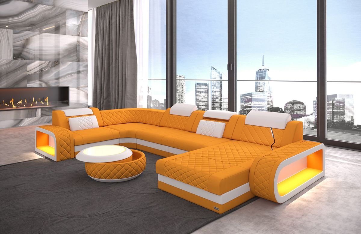 Sofa Dreams Wohnlandschaft Berlin U Form Stoff, 6-Sitzer Ottomane Kopfstützen opt. mit Schlaffunktion LED und USB Sofa Dreams Wohnlandschaft Berlin U Form Stoff, 6-Sitzer Ottomane Kopfstützen opt. mit Schlaffunktion LED und USB von Sofa Dreams