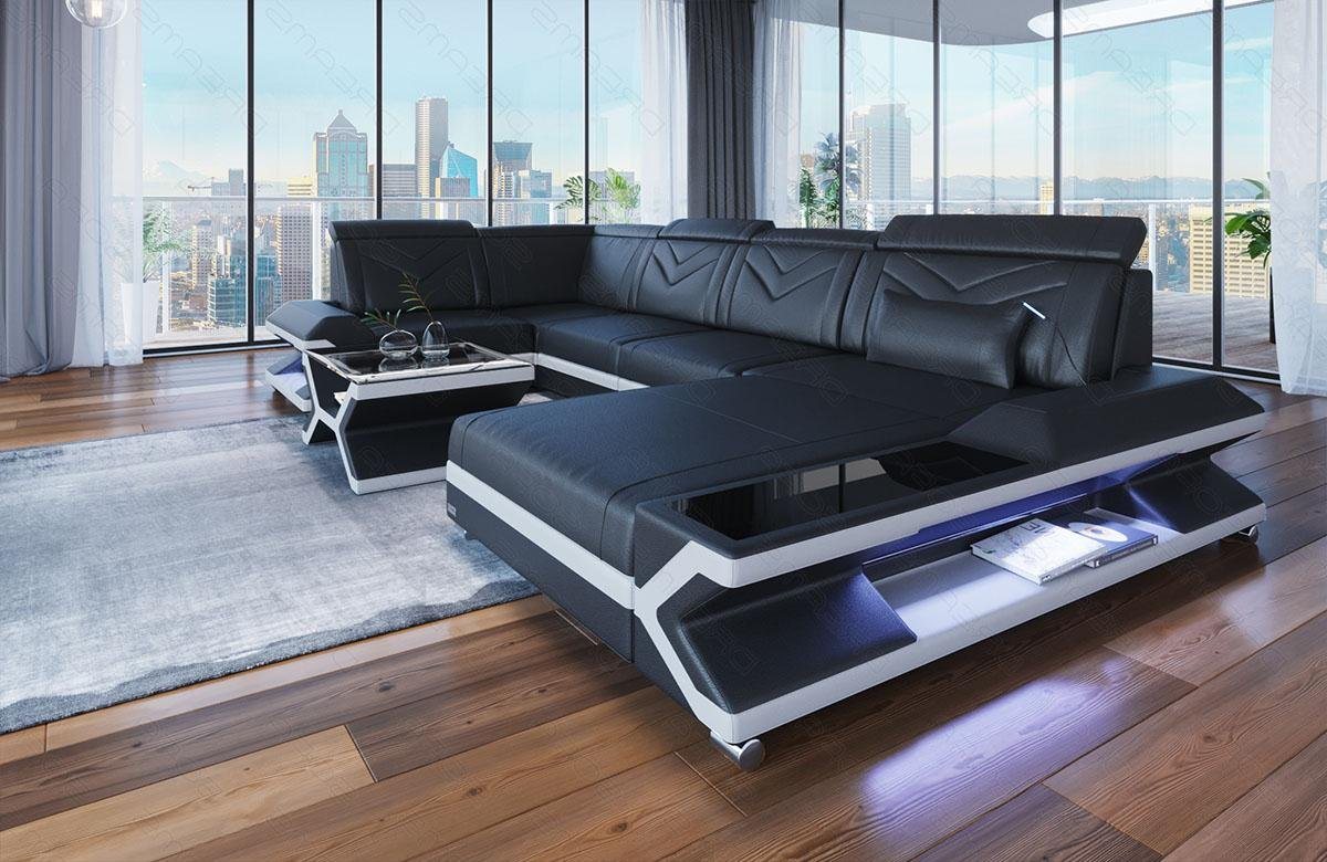 Sofa Dreams Wohnlandschaft Couch Ledersofa Napoli U Form Leder Sofa, mit LED, wahlweise mit Bettfunktion als Schlafsofa, Designersofa Sofa Dreams Wohnlandschaft Couch Ledersofa Napoli U Form Leder Sofa, mit LED, wahlweise mit Bettfunktion als Schlafsofa, Designersofa von Sofa Dreams