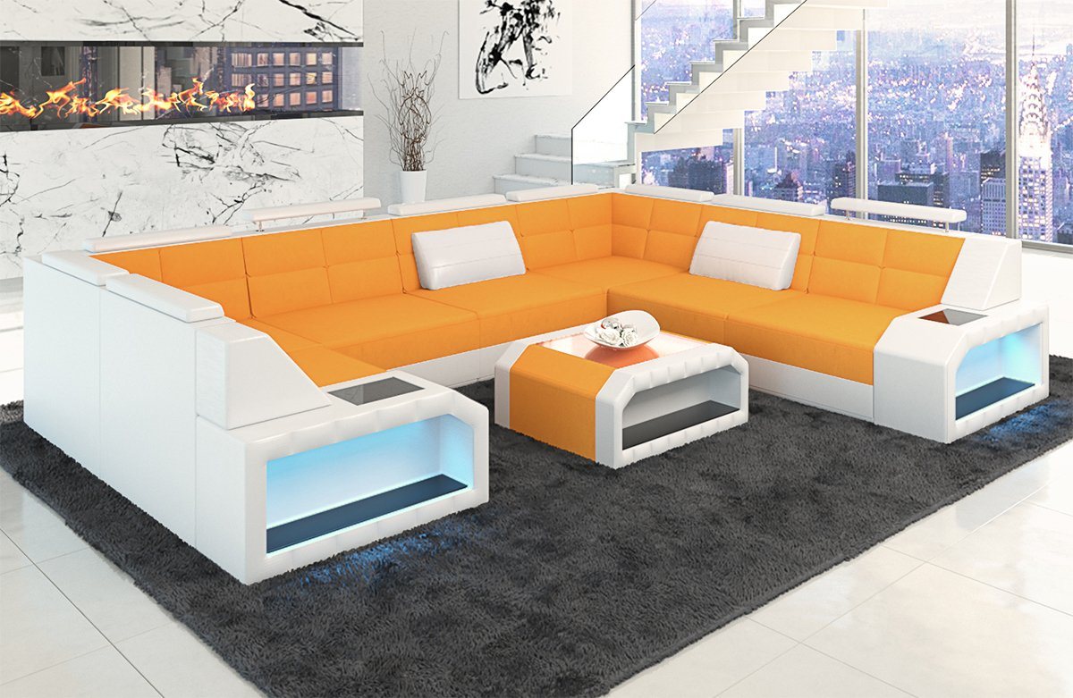 Sofa Dreams Wohnlandschaft Couch Polster Stoffsofa Pesaro U Form Sofa Stoff mit optionaler, Schlaffunktion, Bettfunktion von Sofa Dreams