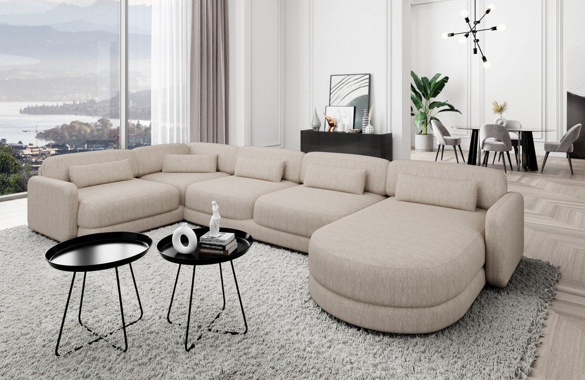 Sofa Dreams Wohnlandschaft Design Stoff Polstersofa Stoffcouch Stoffsofa Valencia U Form Couch, Loungesofa von Sofa Dreams
