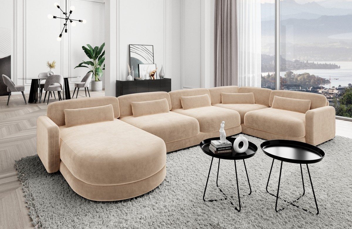 Sofa Dreams Wohnlandschaft Design Stoff Polstersofa Stoffcouch Stoffsofa Valencia U Form Couch, Loungesofa von Sofa Dreams