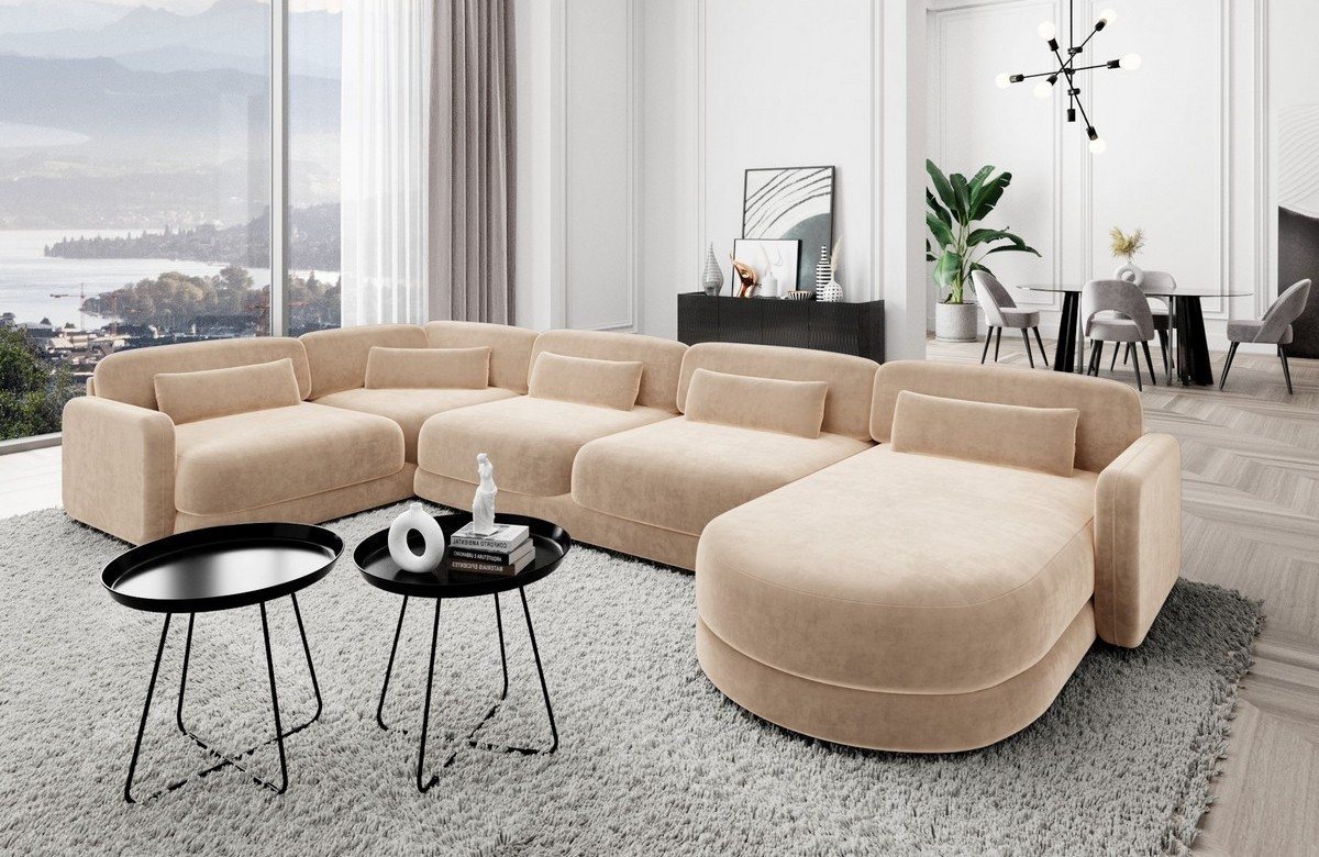 Sofa Dreams Wohnlandschaft Design Stoff Polstersofa Stoffcouch Stoffsofa Valencia U Form Couch, Loungesofa von Sofa Dreams