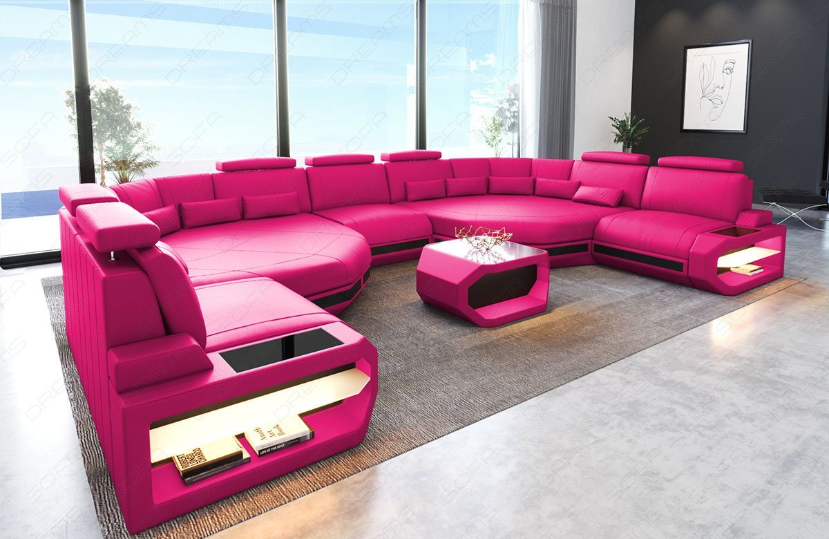 Sofa Dreams Wohnlandschaft Leder Couch Asti Sofa, Couch, XXL U Form Ledersofa mit LED, Designersofa von Sofa Dreams