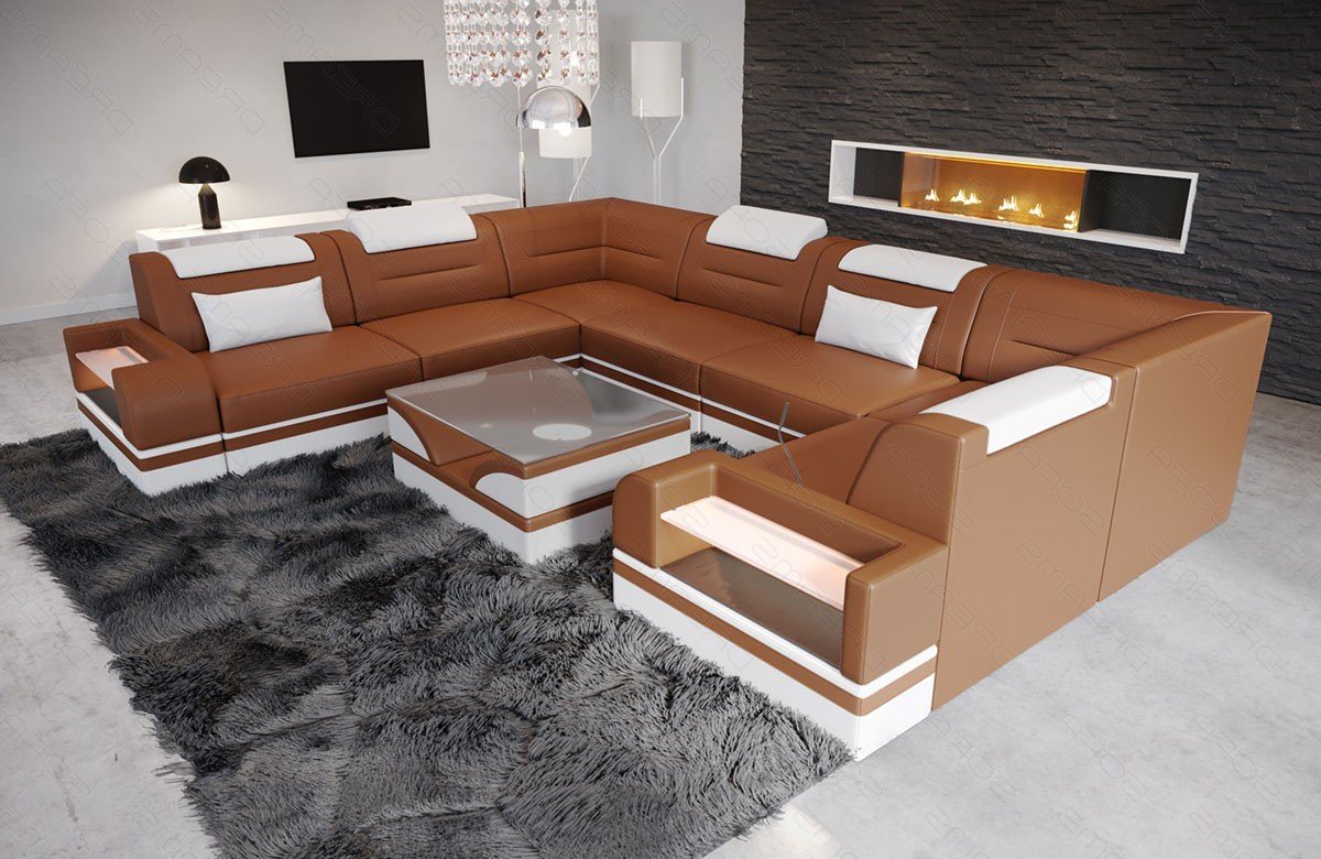 Sofa Dreams Wohnlandschaft Leder Designer Sofa Trivento U Form Ledersofa, Couch wahlweise mit Bettfunktion von Sofa Dreams