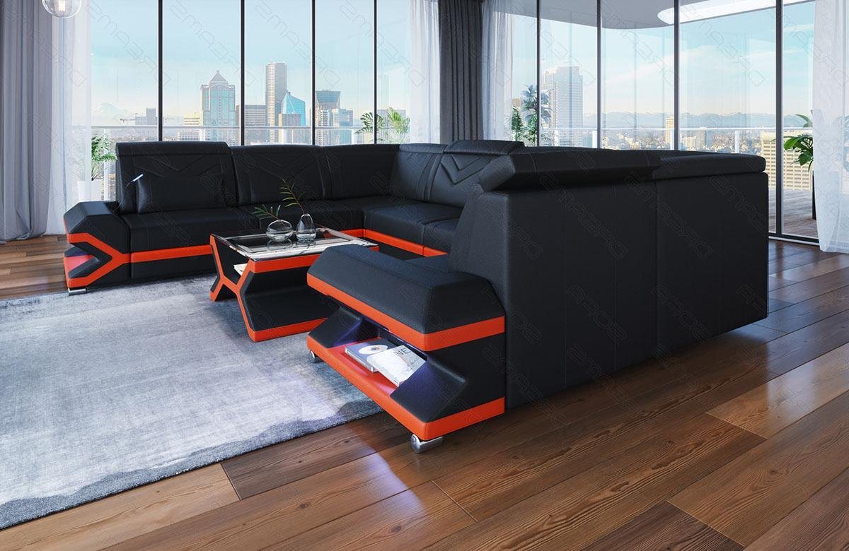 Sofa Dreams Wohnlandschaft Leder Sofa Couch Sorrento U Form Ledersofa, mit LED, wahlweise mit Bettfunktion als Schlafsofa, Designersofa Sofa Dreams Wohnlandschaft Leder Sofa Couch Sorrento U Form Ledersofa, mit LED, wahlweise mit Bettfunktion als Schlafsofa, Designersofa von Sofa Dreams