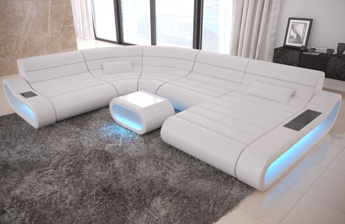 Sofa Dreams Wohnlandschaft Leder Sofa Ledercouch Concept XXL U Form Ledersofa, Couch, mit LED, Designersofa mit ergonomischer Rückenlehne Sofa Dreams Wohnlandschaft Leder Sofa Ledercouch Concept XXL U Form Ledersofa, Couch, mit LED, Designersofa mit ergonomischer Rückenlehne von Sofa Dreams