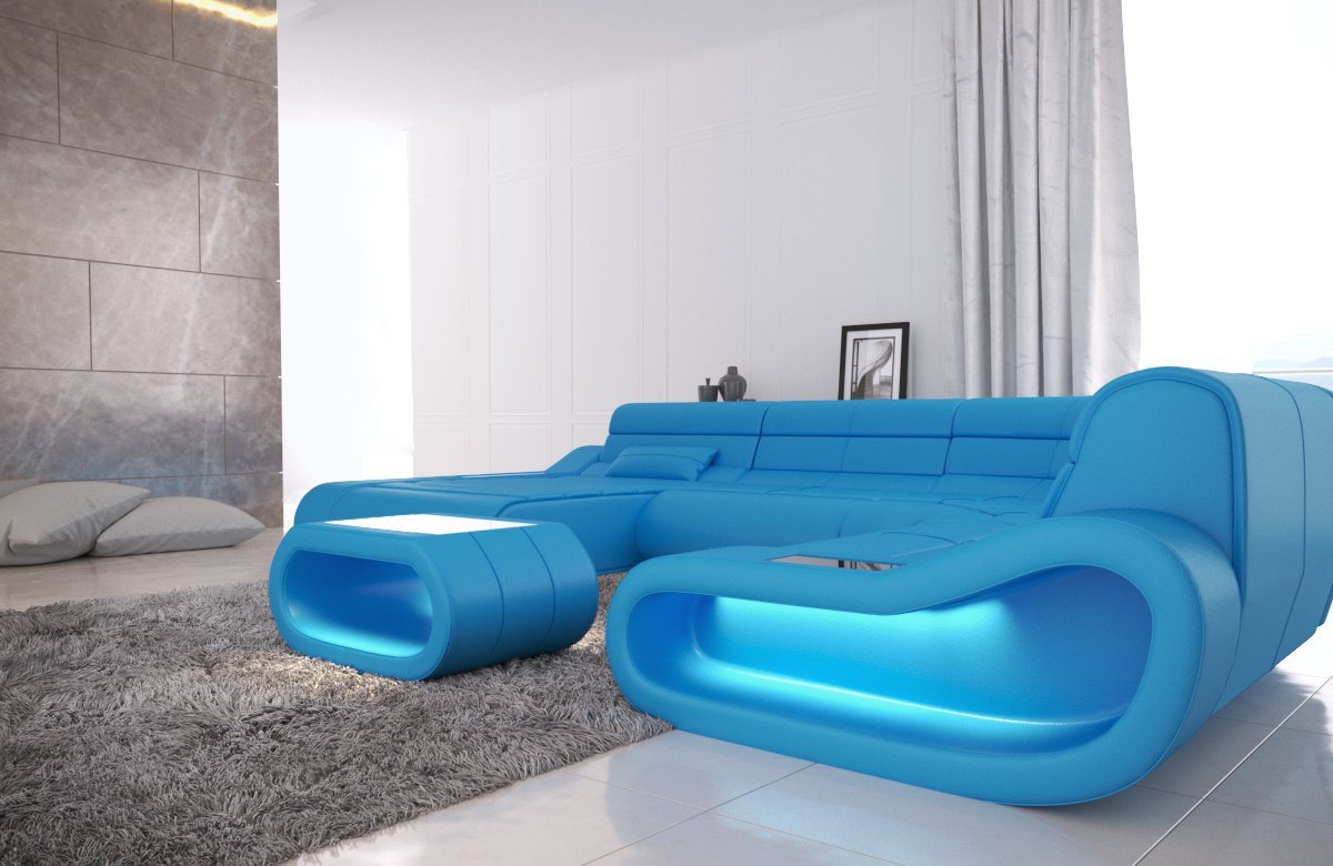 Sofa Dreams Wohnlandschaft Leder Sofa Ledercouch Concept XXL U Form Ledersofa, Couch, mit LED, Designersofa mit ergonomischer Rückenlehne von Sofa Dreams