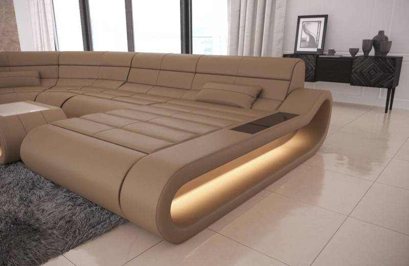 Sofa Dreams Wohnlandschaft Leder Sofa Ledercouch Concept XXL U Form Ledersofa, Couch, mit LED, Designersofa mit ergonomischer Rückenlehne Sofa Dreams Wohnlandschaft Leder Sofa Ledercouch Concept XXL U Form Ledersofa, Couch, mit LED, Designersofa mit ergonomischer Rückenlehne von Sofa Dreams
