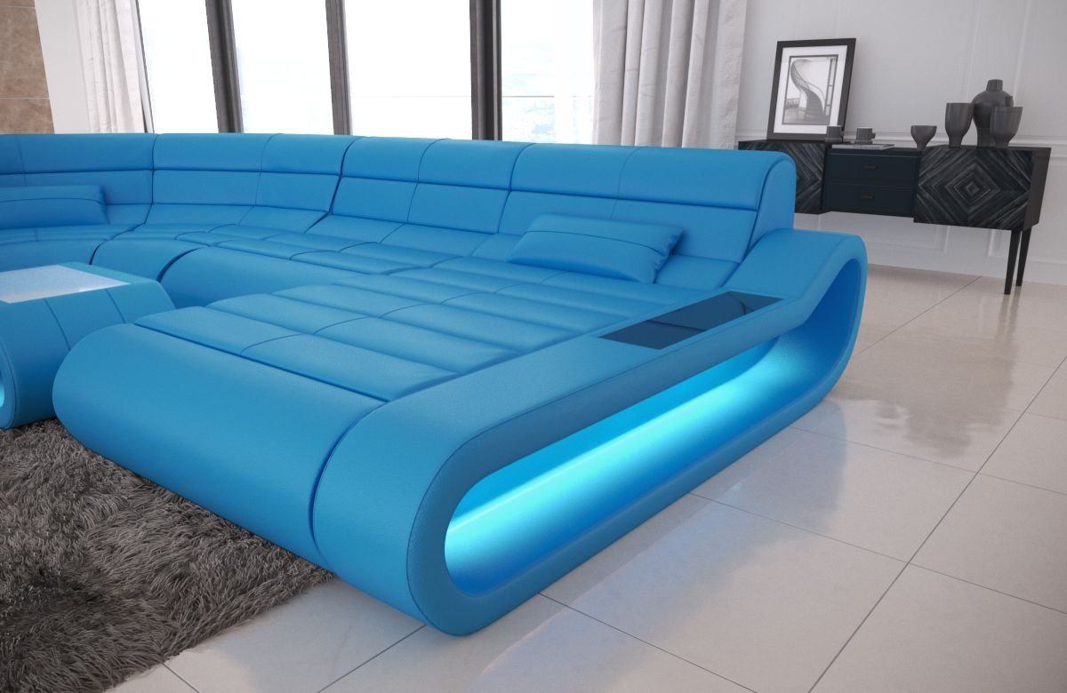 Sofa Dreams Wohnlandschaft Leder Sofa Ledercouch Concept XXL U Form Ledersofa, Couch, mit LED, Designersofa mit ergonomischer Rückenlehne von Sofa Dreams