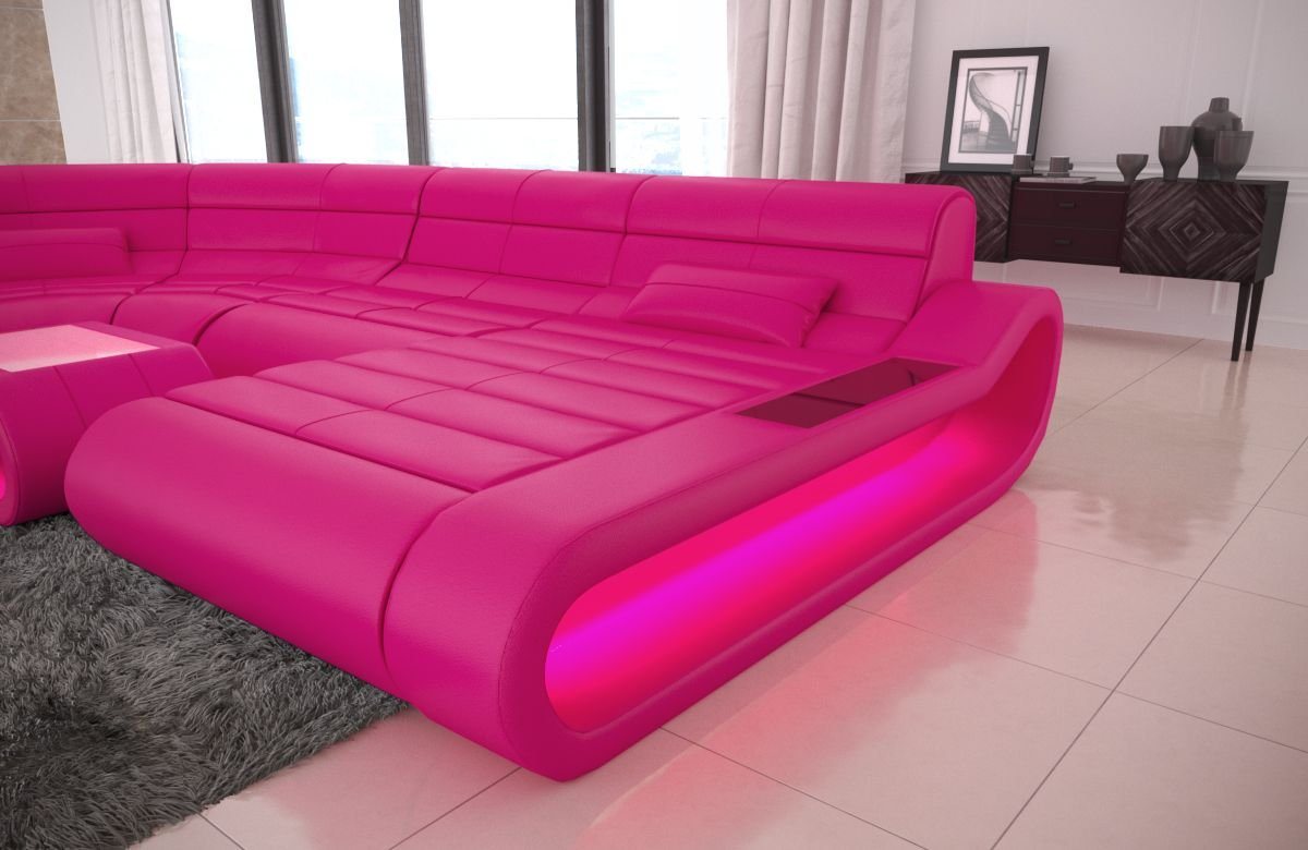 Sofa Dreams Wohnlandschaft Ledercouch Leder Sofa Concept U Form Ledersofa, Couch, mit LED, Designersofa mit ergonomischer Rückenlehne von Sofa Dreams