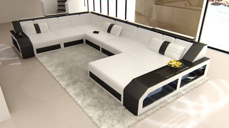 Sofa Dreams Wohnlandschaft Ledercouch Leder Sofa Matera XXL U Form Ledersofa mit LED, wahlweise mit Bettfunktion als Schlafsofa, Designersofa von Sofa Dreams
