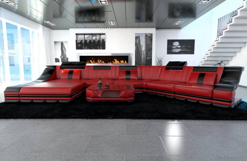 Sofa Dreams Wohnlandschaft Ledercouch Leder Sofa Turino CL Form Ledersofa, Couch, mit LED, wahlweise mit Bettfunktion als Schlafsofa, Designersofa von Sofa Dreams