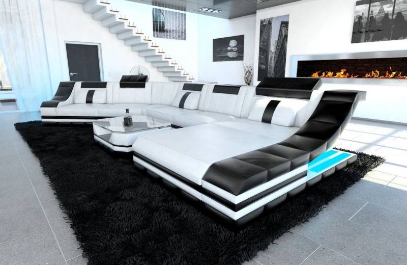 Sofa Dreams Wohnlandschaft Ledercouch Leder Sofa Turino CL Form Ledersofa, Couch, mit LED, wahlweise mit Bettfunktion als Schlafsofa, Designersofa von Sofa Dreams