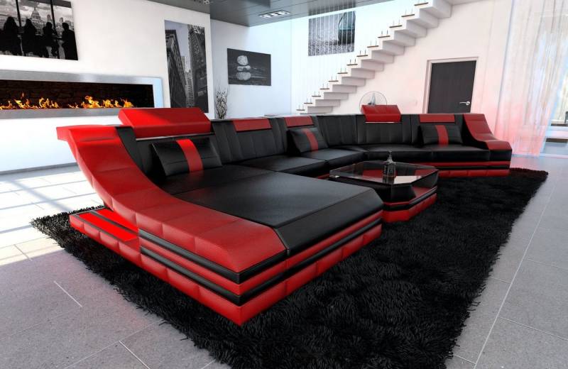 Sofa Dreams Wohnlandschaft Ledercouch Leder Sofa Turino CL Form Ledersofa, Couch, mit LED, wahlweise mit Bettfunktion als Schlafsofa, Designersofa von Sofa Dreams