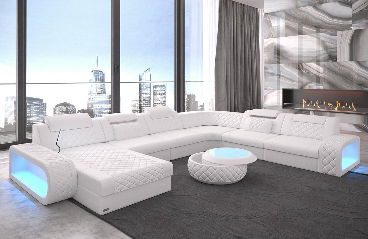 Sofa Dreams Wohnlandschaft Ledercouch Sofa Leder Berlin XXL U Form Ledersofa, Couch, mit LED, wahlweise mit Bettfunktion als Schlafsofa, Designersofa Sofa Dreams Wohnlandschaft Ledercouch Sofa Leder Berlin XXL U Form Ledersofa, Couch, mit LED, wahlweise mit Bettfunktion als Schlafsofa, Designersofa von Sofa Dreams