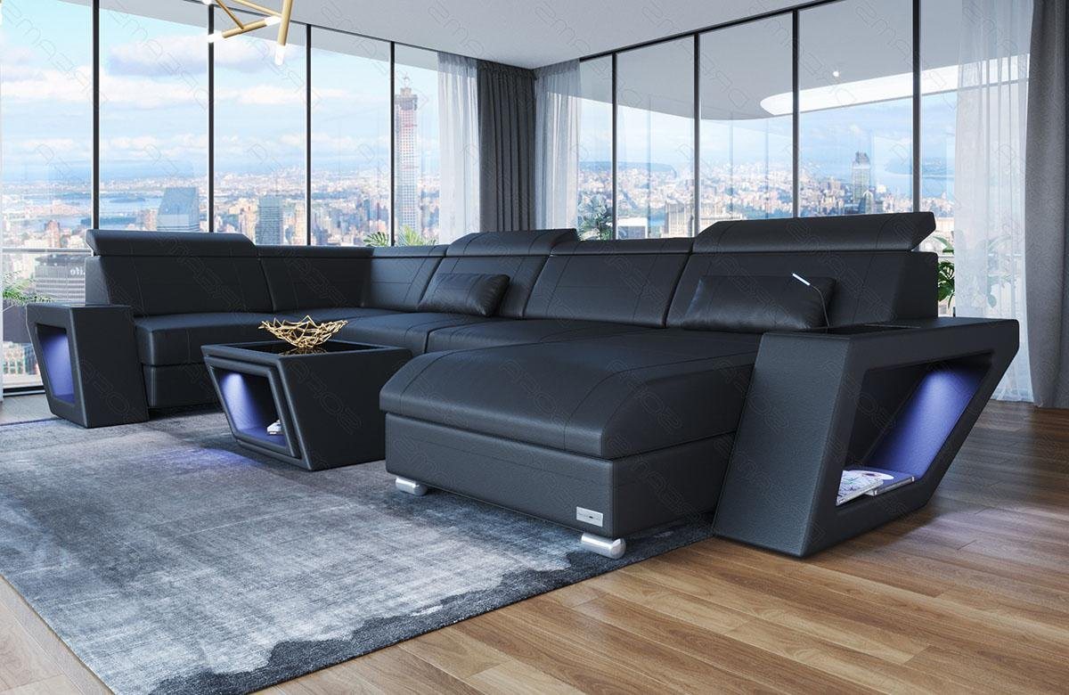 Sofa Dreams Wohnlandschaft Ledersofa Catania U Form Couch Leder Sofa, mit LED, wahlweise mit Bettfunktion als Schlafsofa, Designersofa Sofa Dreams Wohnlandschaft Ledersofa Catania U Form Couch Leder Sofa, mit LED, wahlweise mit Bettfunktion als Schlafsofa, Designersofa von Sofa Dreams
