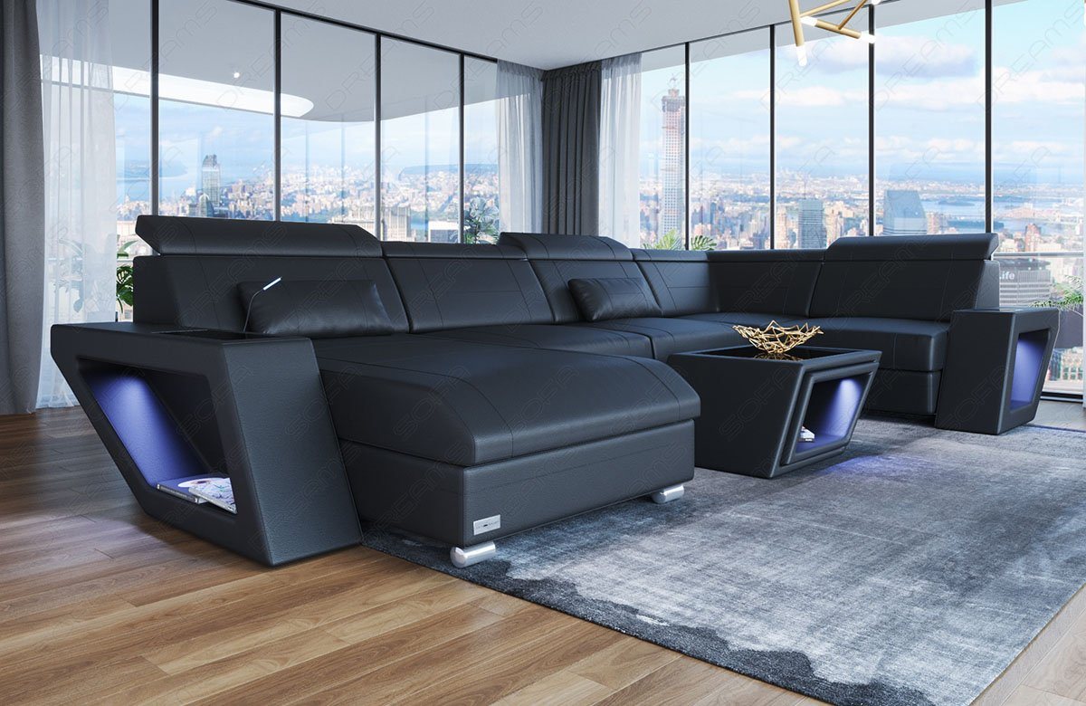 Sofa Dreams Wohnlandschaft Ledersofa Catania U Form Couch Leder Sofa, mit LED, wahlweise mit Bettfunktion als Schlafsofa, Designersofa Sofa Dreams Wohnlandschaft Ledersofa Catania U Form Couch Leder Sofa, mit LED, wahlweise mit Bettfunktion als Schlafsofa, Designersofa von Sofa Dreams