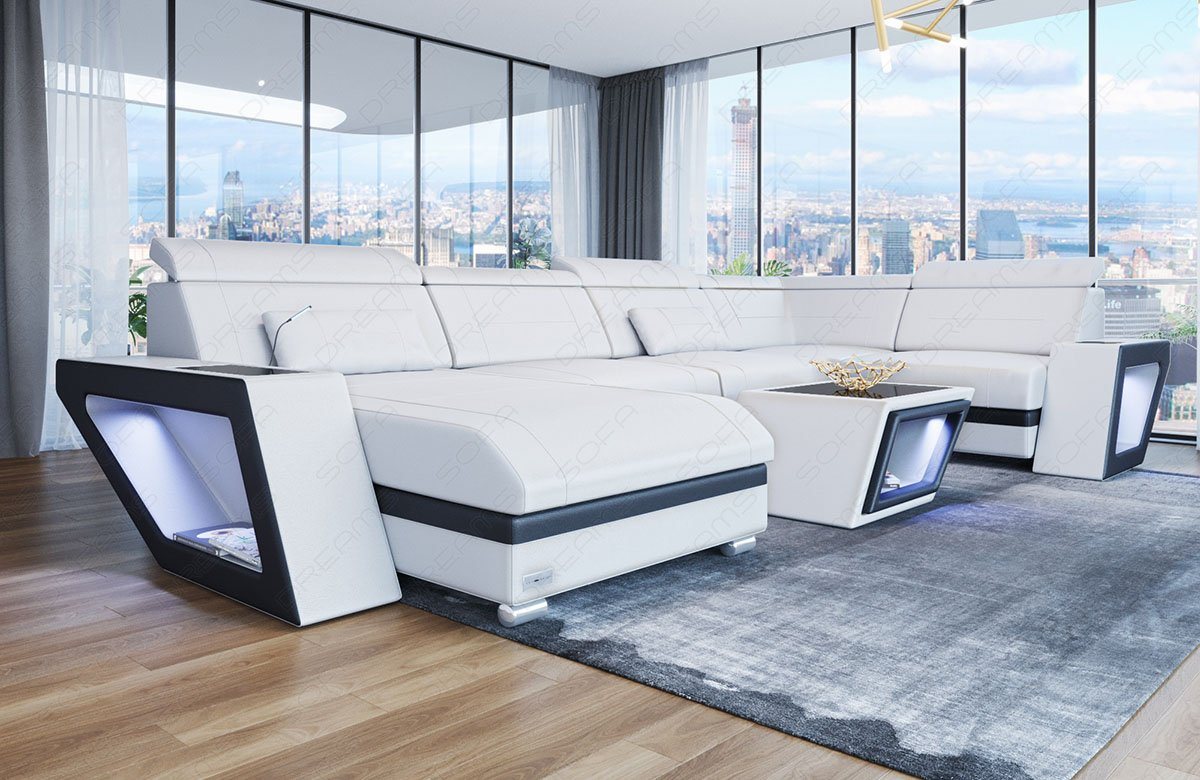 Sofa Dreams Wohnlandschaft Ledersofa Catania U Form Couch Leder Sofa, mit LED, wahlweise mit Bettfunktion als Schlafsofa, Designersofa Sofa Dreams Wohnlandschaft Ledersofa Catania U Form Couch Leder Sofa, mit LED, wahlweise mit Bettfunktion als Schlafsofa, Designersofa von Sofa Dreams