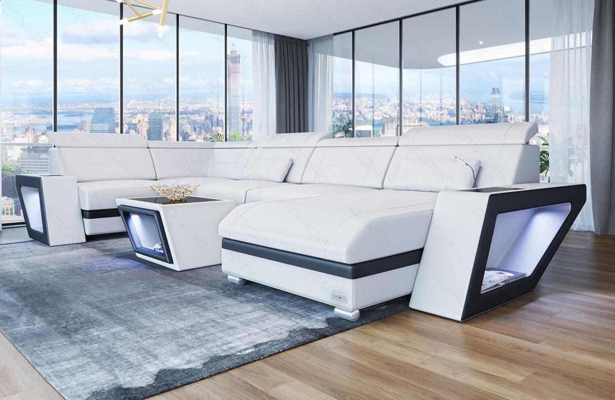 Sofa Dreams Wohnlandschaft Ledersofa Catania U Form Couch Leder Sofa, mit LED, wahlweise mit Bettfunktion als Schlafsofa, Designersofa Sofa Dreams Wohnlandschaft Ledersofa Catania U Form Couch Leder Sofa, mit LED, wahlweise mit Bettfunktion als Schlafsofa, Designersofa von Sofa Dreams