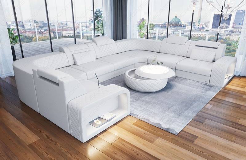 Sofa Dreams Wohnlandschaft Foggia U Form Leder, LED-Beleuchtung, Couch, 6-Sitzer, Kopfstützen, USB-Anschluss Sofa Dreams Wohnlandschaft Foggia U Form Leder, LED-Beleuchtung, Couch, 6-Sitzer, Kopfstützen, USB-Anschluss von Sofa Dreams