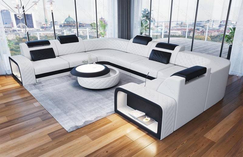 Sofa Dreams Wohnlandschaft Foggia U Form Leder, LED-Beleuchtung, Couch, 6-Sitzer, Kopfstützen, USB-Anschluss Sofa Dreams Wohnlandschaft Foggia U Form Leder, LED-Beleuchtung, Couch, 6-Sitzer, Kopfstützen, USB-Anschluss von Sofa Dreams