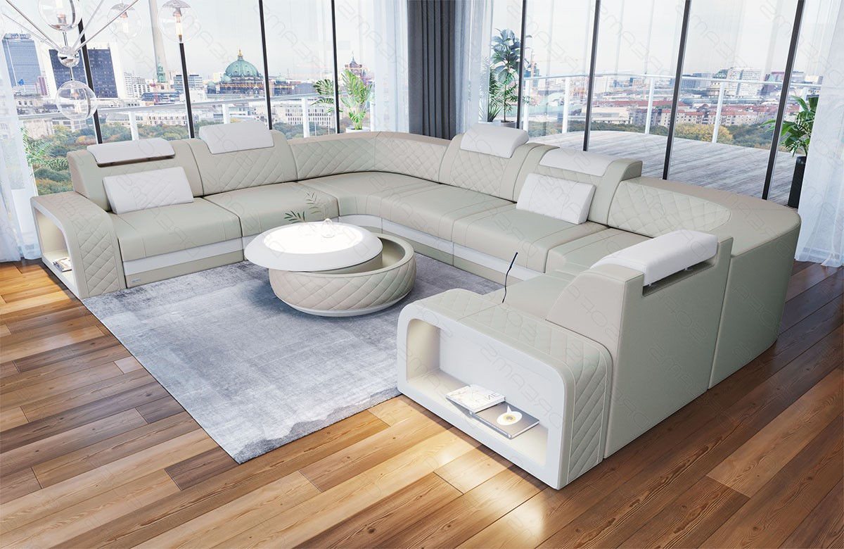 Sofa Dreams Wohnlandschaft Ledersofa Foggia U Form Mini, Designersofa, Sofa mit Licht und USB Sofa Dreams Wohnlandschaft Ledersofa Foggia U Form Mini, Designersofa, Sofa mit Licht und USB von Sofa Dreams
