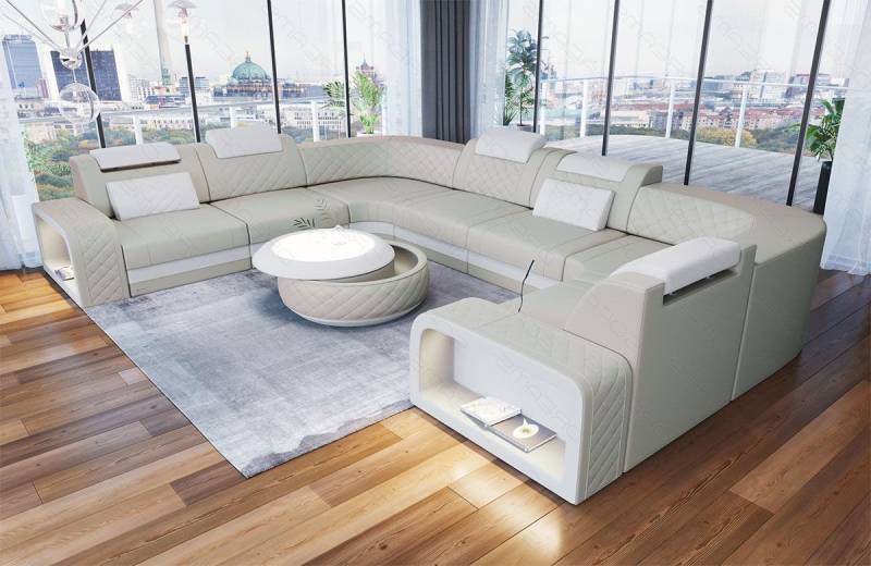 Sofa Dreams Wohnlandschaft Ledersofa Foggia U Form Mini, Designersofa, Sofa mit Licht und USB Sofa Dreams Wohnlandschaft Ledersofa Foggia U Form Mini, Designersofa, Sofa mit Licht und USB von Sofa Dreams