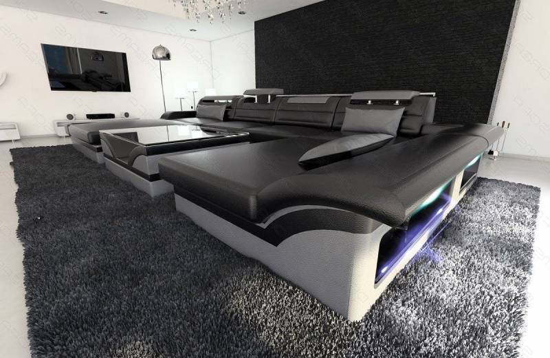 Sofa Dreams Wohnlandschaft Ledersofa Monza U Form Mini, Designersofa, Sofa mit LED Licht und USB Sofa Dreams Wohnlandschaft Ledersofa Monza U Form Mini, Designersofa, Sofa mit LED Licht und USB von Sofa Dreams