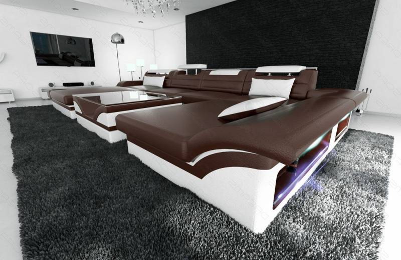 Sofa Dreams Wohnlandschaft Ledersofa Monza U Form Mini, Designersofa, Sofa mit LED Licht und USB Sofa Dreams Wohnlandschaft Ledersofa Monza U Form Mini, Designersofa, Sofa mit LED Licht und USB von Sofa Dreams