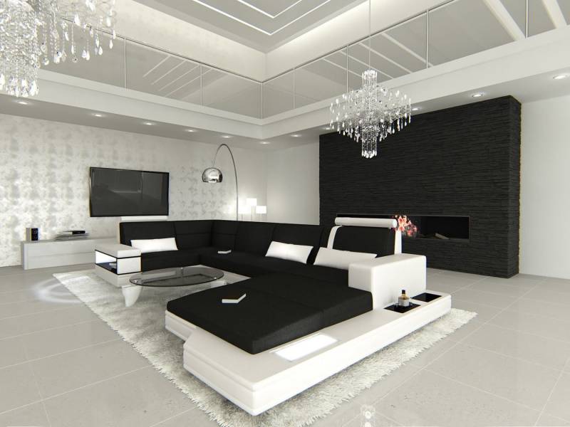 Sofa Dreams Wohnlandschaft Polster Couch Stoffsofa Messana U Form Stoff Sofa, mit LED, wahlweise mit Bettfunktion als Schlafsofa, Designersofa von Sofa Dreams